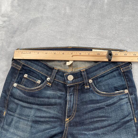 rag & bone Jeans Womens Size 25 Skinny Leg Dark Wash Distressed Ripped Low Rise - Picture 8 of 16